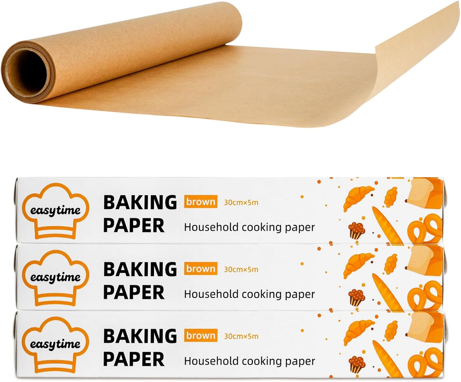 12in x 49ft Unbleached Parchment Paper Roll, High Temperature Resistant Parchment Paper for Baking, Non-Stick Greaseproof Baking Paper for Cooking Grilling Air Frying (Brown, 12in x 49ft)