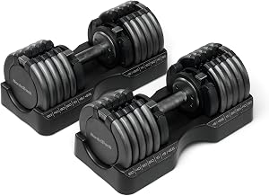 55 lb Select-a-Weight Dumbbell Pair, Black | Compact 55lb. Select-A-Weight Dumbbell Set for Connected Workouts