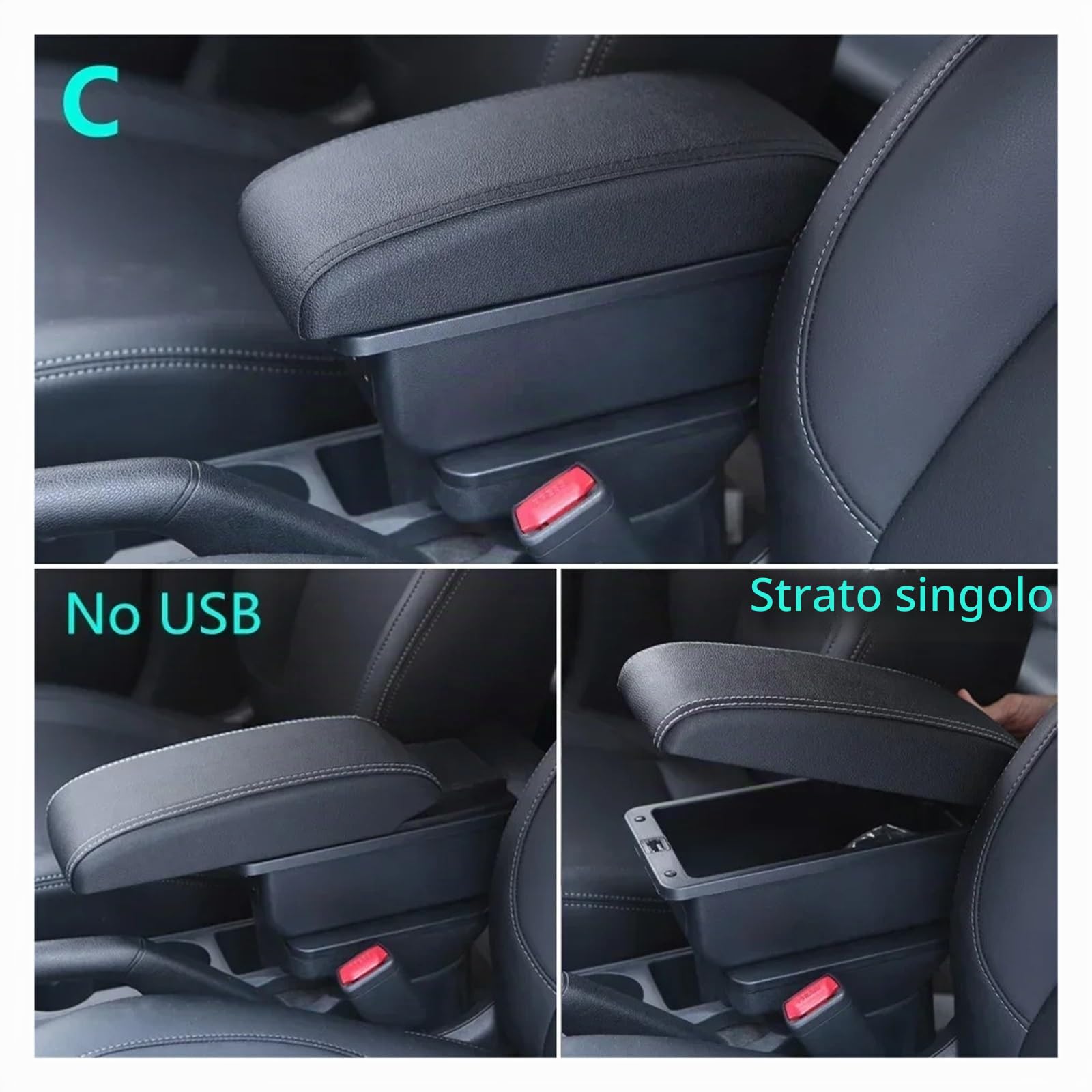 Per Peugeot 208 2008 2019-2022 2023 2024 2025 Bracciolo Per Auto Parti Di Ricambio Dettagli Interni Scatola Portaoggetti Accessori Centro Bracciolo Box(C Black line NO USB)