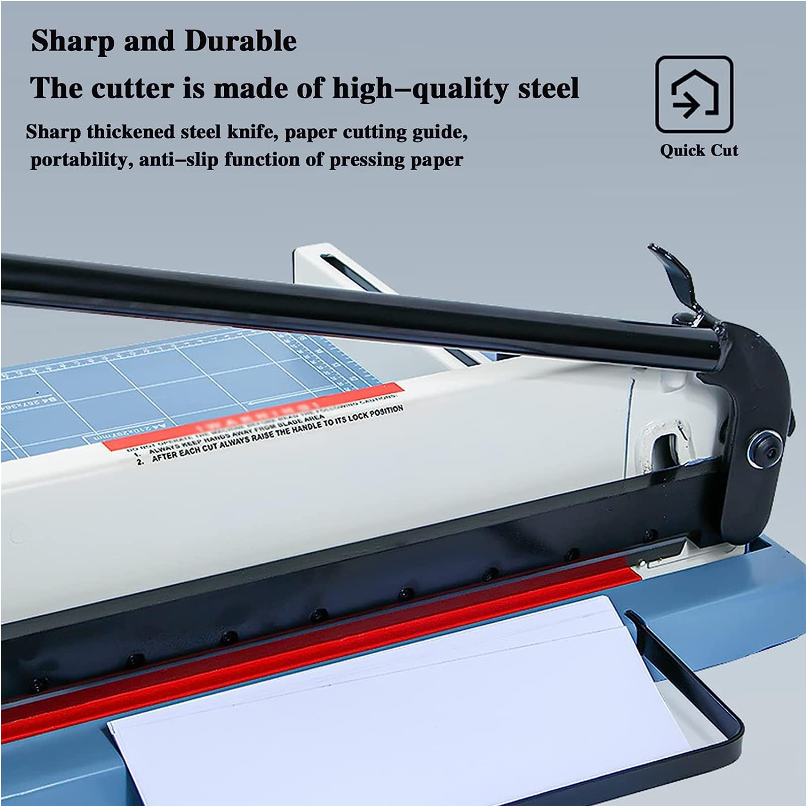 Guillotine Papierschneider, robust, A4-Trimmer mit Sicherheitsschutz, klare Schneidführung, Metallbasis, 0,5–45 mm dick, für Büro, Schule, Fabrik