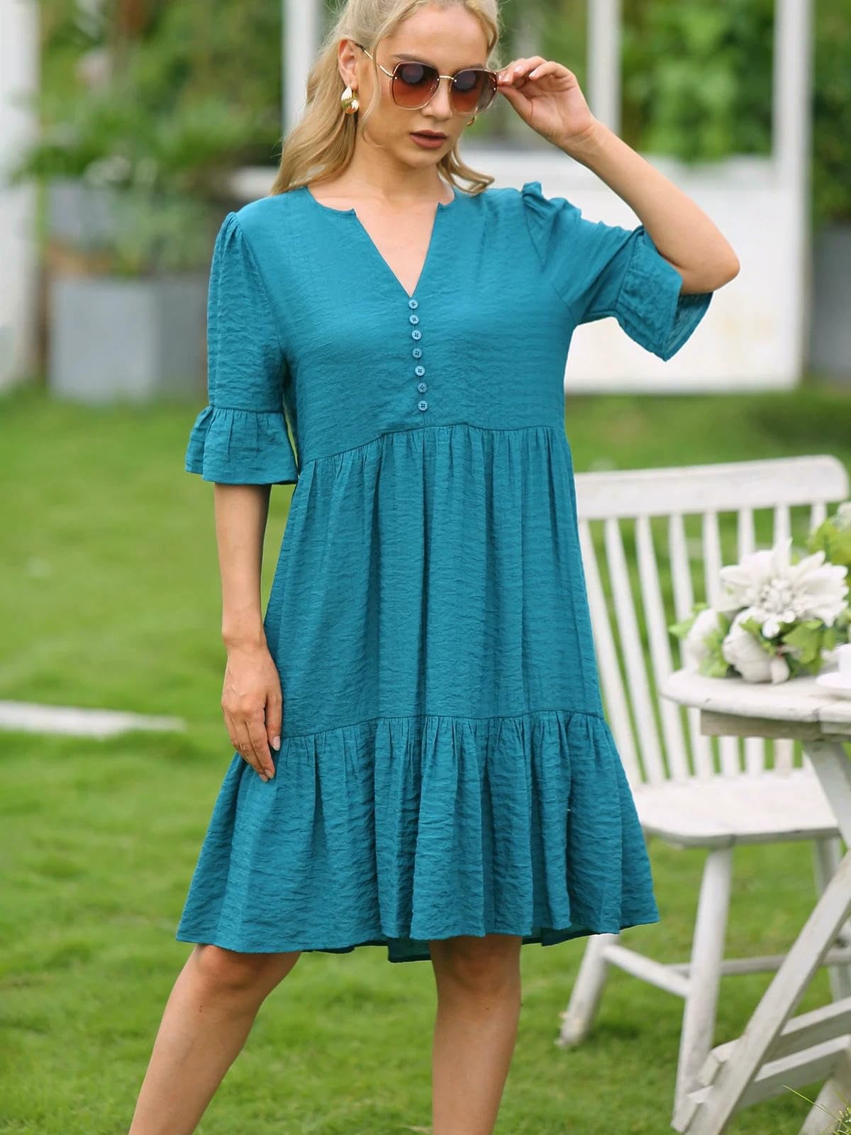 Robe Robe À Manches Courtes Décontractées De Couleur Fond