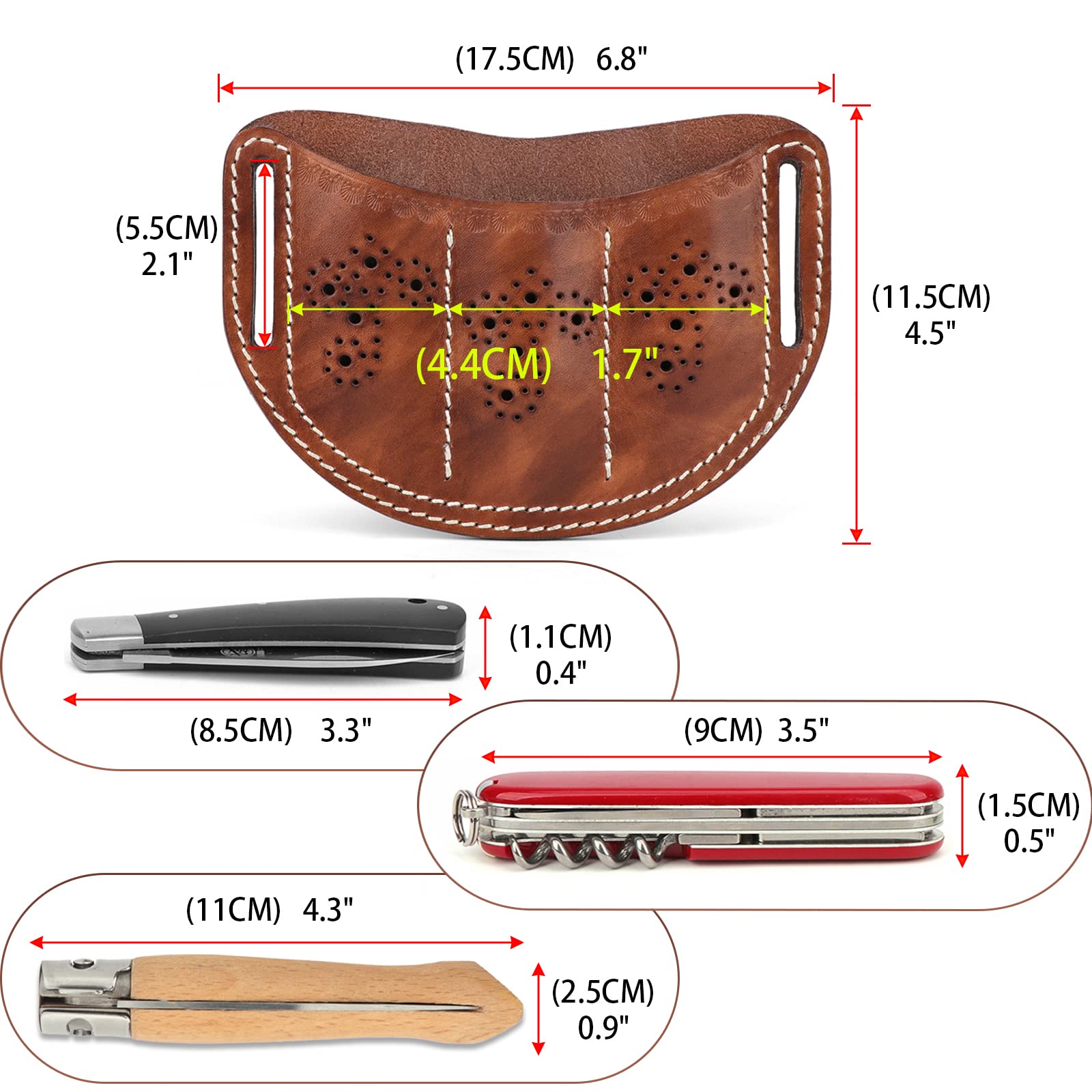 TOURBON Leder Taschenmesser Gürteltasche 3 Slots EDC Multitool Organizer Scheide Stifthalter