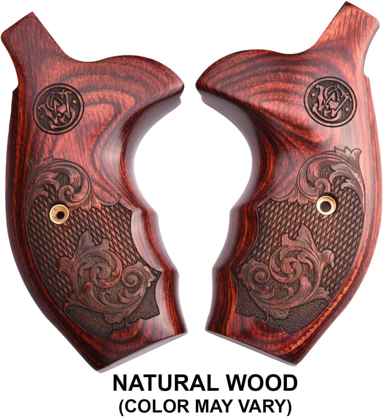 Altamont S&W N Round Combat Fingergroove Revolver Grip - Real Wood Gun Grips fit Smith and Wesson N Round Frame Revolvers - Made in USA