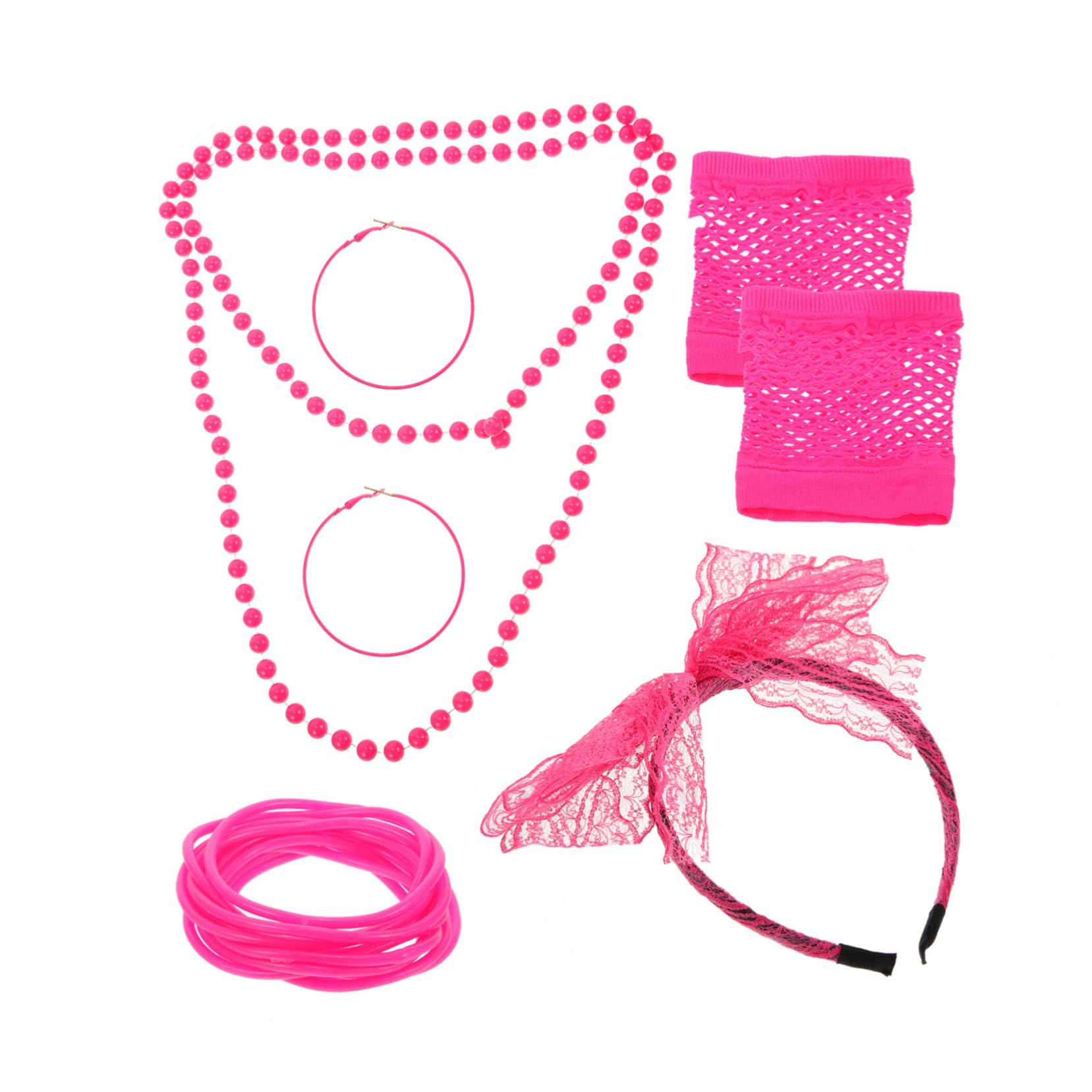 Healvian Jahr Stirnband Handschuh Disco Stil Zubehör Frauen Halskette Vintage Zubehör Teller Szene Outfit Für Party Brille Kostüm Retro Gefälligkeiten Lieferungen Zinklegierung Rosy