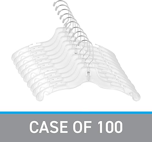 Miniatura 8 de SSWBasics Perchas de plástico para niños de 12 pulgadas – Caja de 100 – Perchas de plástico transparente con giro