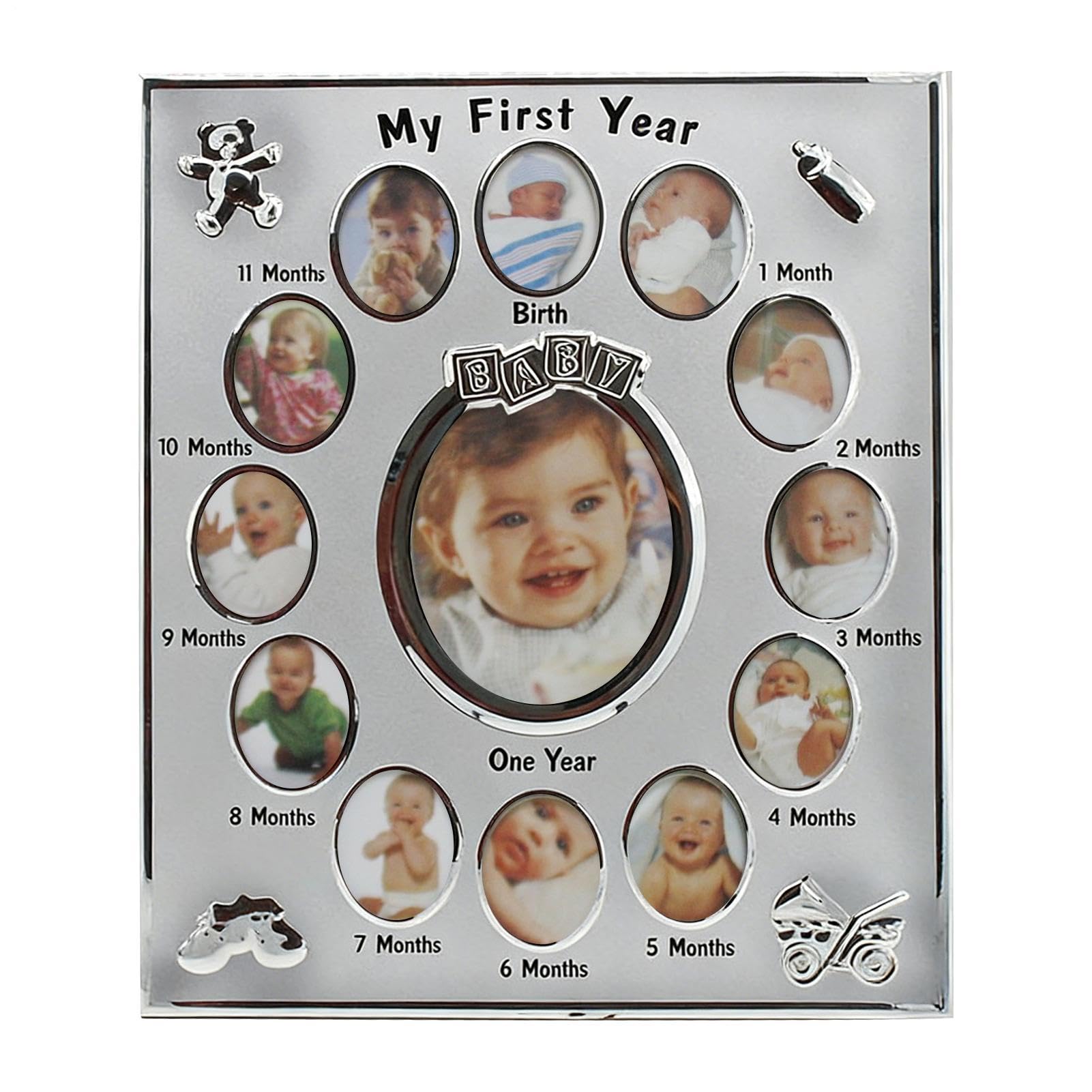 Generico First Year Photo Frame - Aesthetic Memory Aluminum Alloy | Commemorative First Year Photo Frame For Boys And Girls, Family Bedroom With Birthday Party, newborns milestones Art