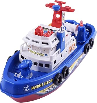 Bath Toys For Kids - Electric Fire Boat With Bathtub Fountain, Splashing Water Play Toy, Interactive Floating Boat | For Boys, Girls, Shower, Pool, Beach, Bathroom, Swimming, Easter, Birthday, Outdoor