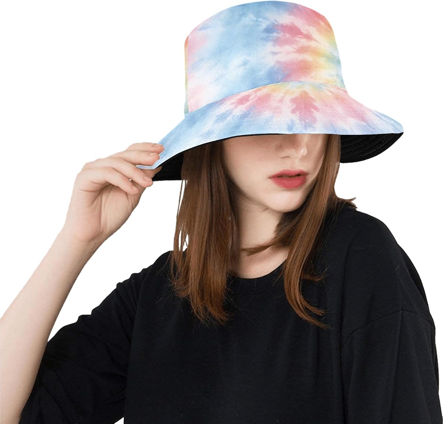 Multicolored Pastel Tie Dye Reversible Bucket Hat, Unisex | Sun Protection, Festival Wear, Daily Wear
