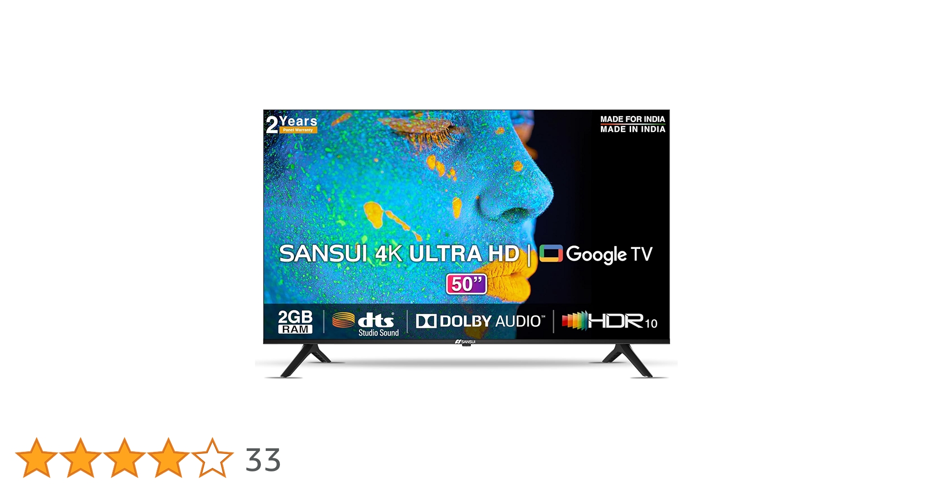 SANSUI 127cm (50 Inches) 4K Ultra HD Smart Google LED TV Dolby