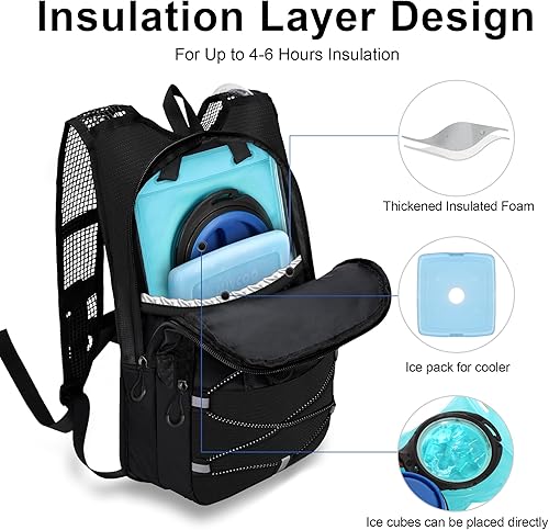 Miniatura 4 de Mochila de hidratación  Mochila de agua ligera con bolsa de agua de 2 L, chaleco de hidratación para correr para hombres y mujeres, mochila de