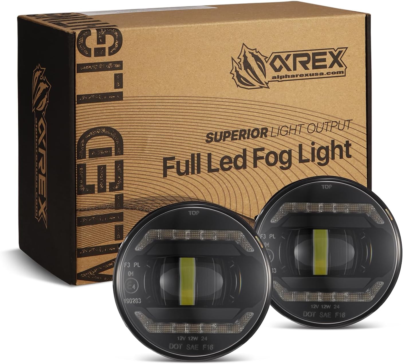 AlphaRex Universal LED Projector Fog Lights For Acura/Ford/Honda/Jaguar/Lincoln/Mitsubishi/Nissan/Subaru -DoubleTap Dual Color