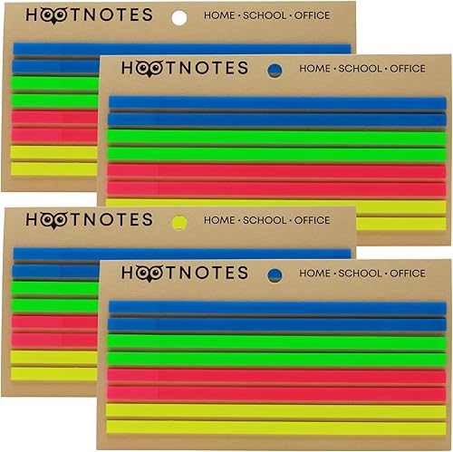 HOOTNOTES Tiras adhesivas transparentes para resaltadores (640 unidades), notas adhesivas largas para anotar libroslectura, pestañas de índice de