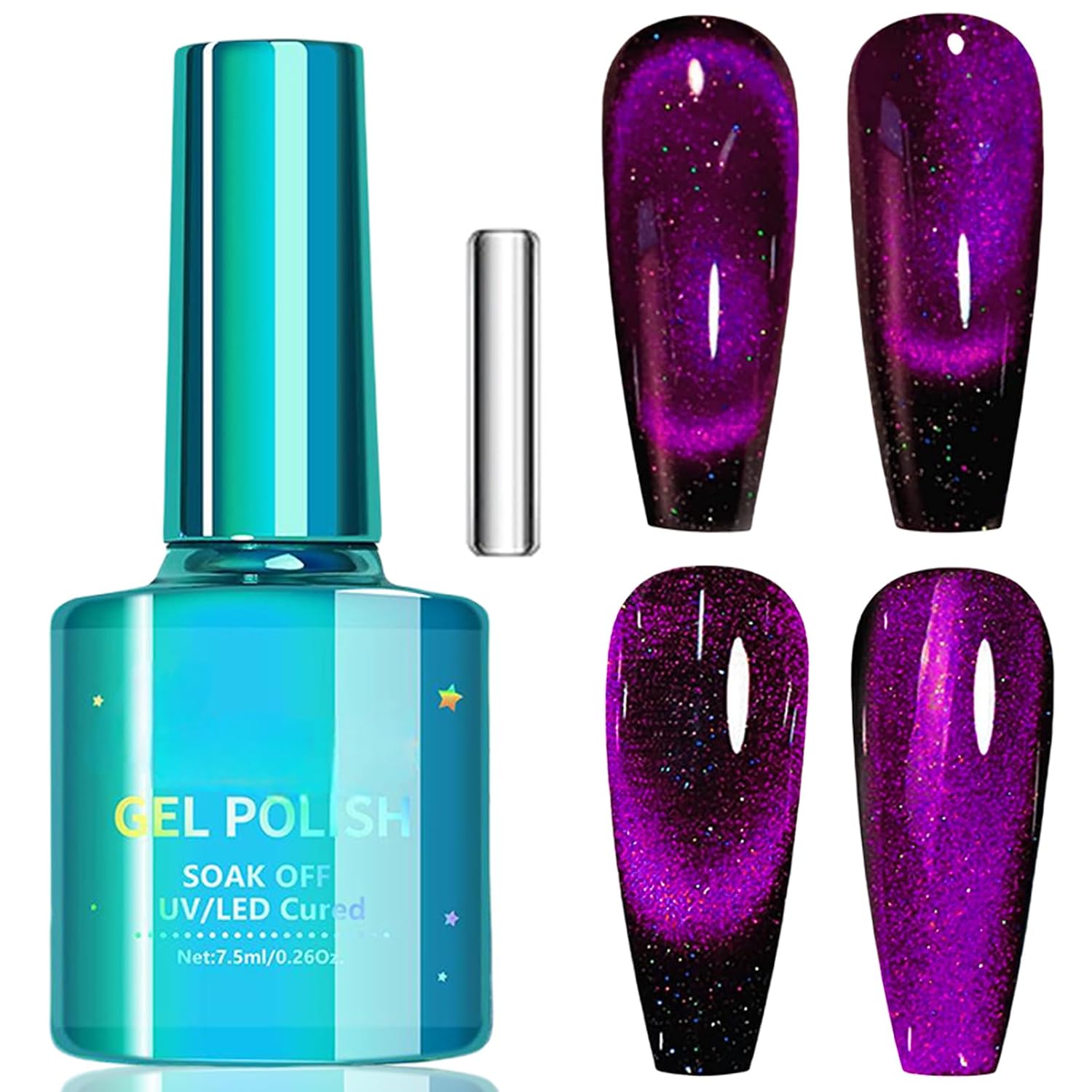 Dark Purple Cat Eye Gel Polish - Long Lasting Magnetic Color