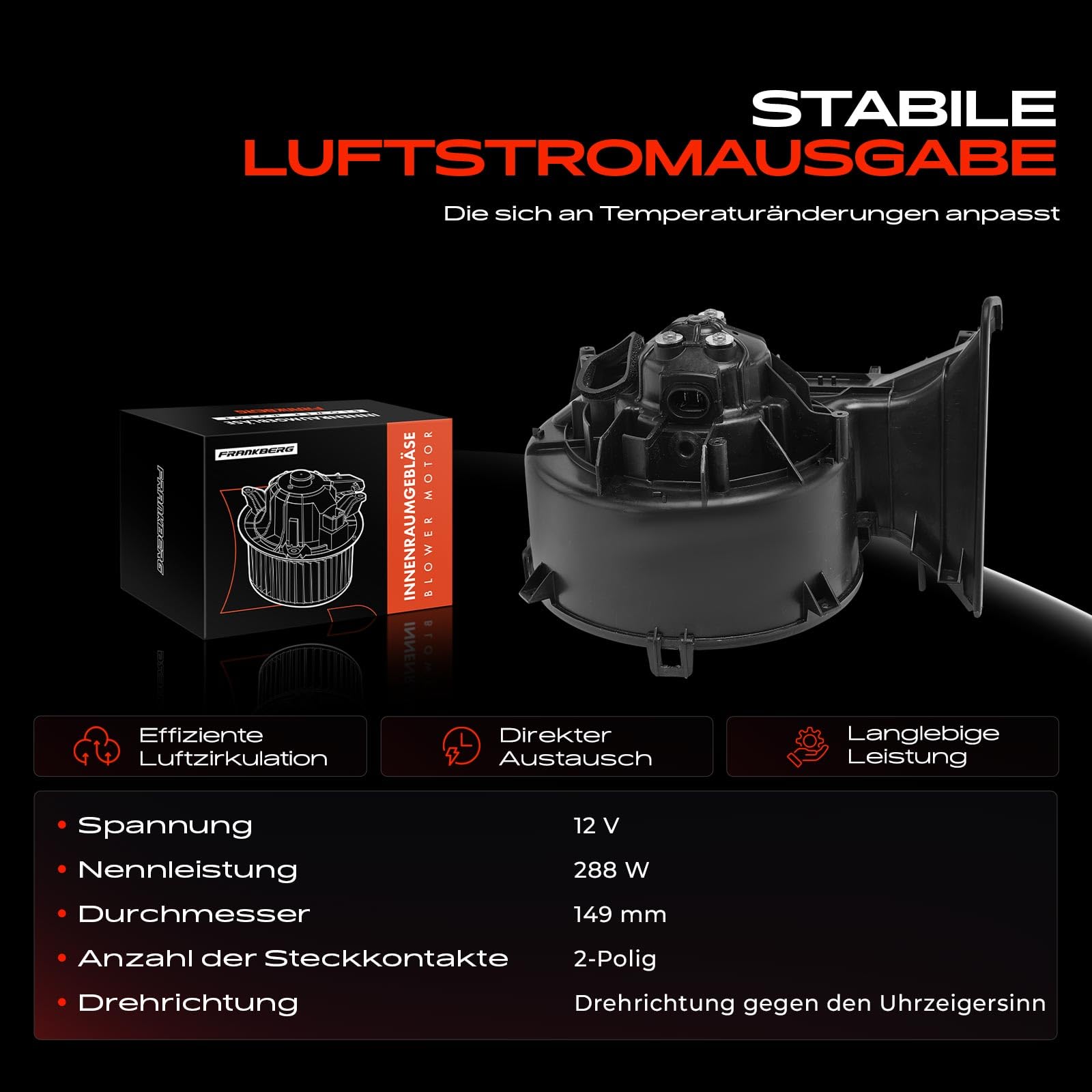 Frankberg Heizungsgebläse Gebläsemotor mit Klimaautomatik 13250115