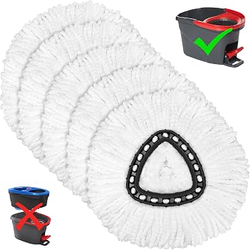 5 Pack Mop Replacement Heads Compatible with Spin Mop, Microfiber Spin Mop Refills, Easy Cleaning Mop Head Replacement