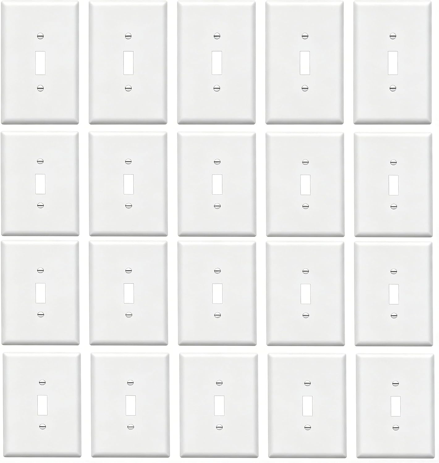 Screwless Decorator Wall Plates 2-Gang Switch Outlet Electrical Cover Plate Unbreakable Thermoplastic Faceplate for Decorative Receptacle Outlet Switch, White (10 Pack)