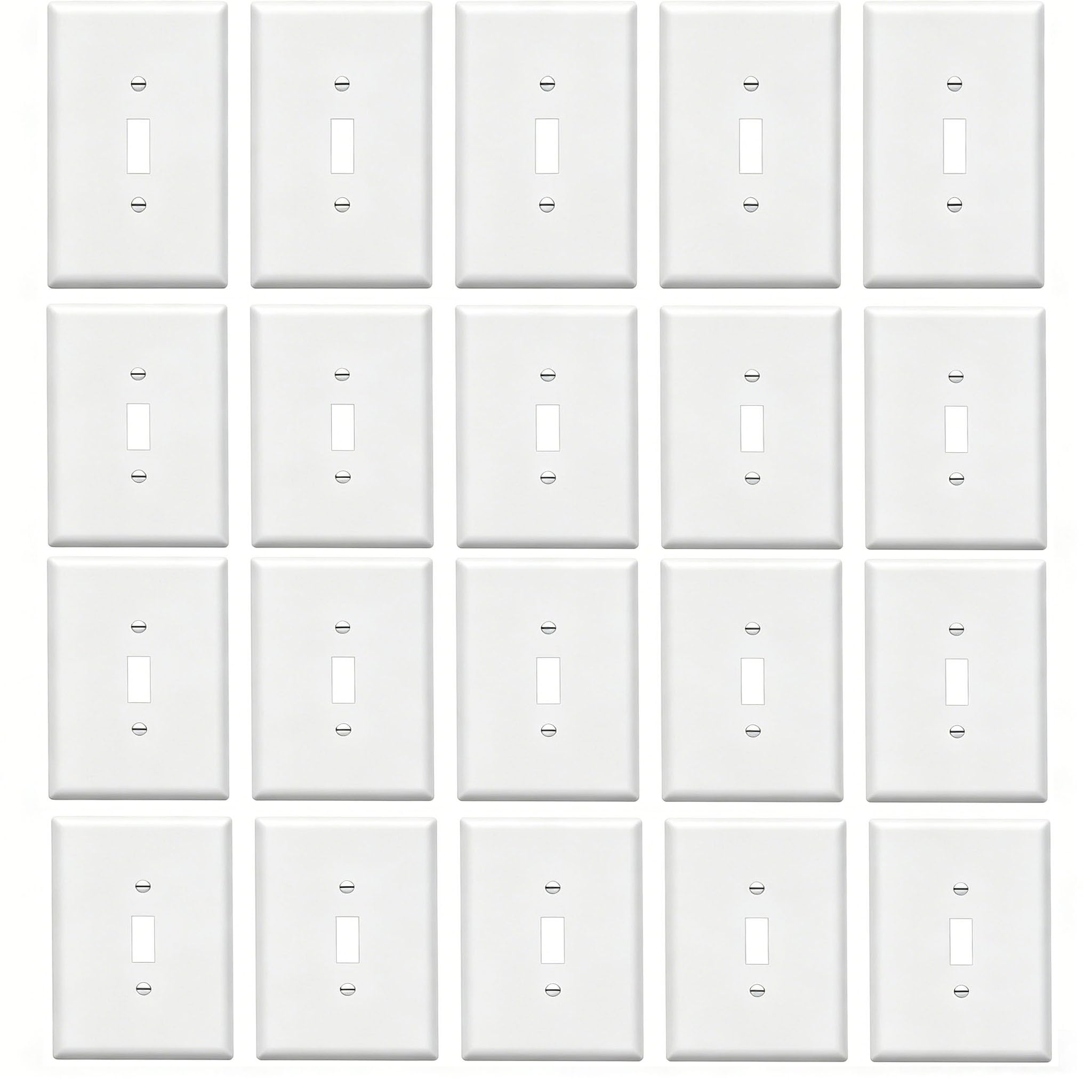 ZEFTV Over-Size Toggle Light Switch Wall Plates 1-Gang 5.5" x 3.5" Switch Electrical Cover Plate Unbreakable Thermoplastic Faceplate, White (20 Pack)