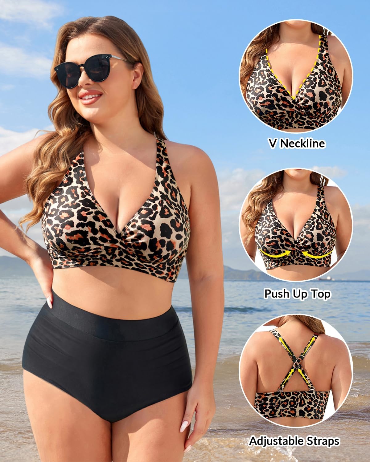 Yonique Women Plus Size Bikini Top Large Bust Swim Top Full Coverage Swimsuit Sport Bra Bathing Suit - Image 6