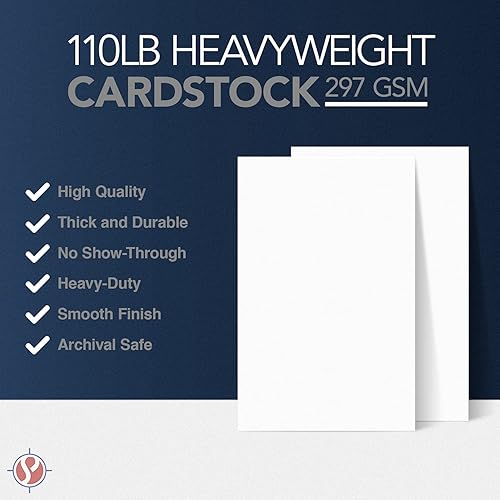 Miniatura 7 de Funda blanca pesada  Cubierta extra gruesa y duradera de 110 libras (297 GSM) - Acabado liso  Para artes y manualidades, postales, pósteres  Tamaño