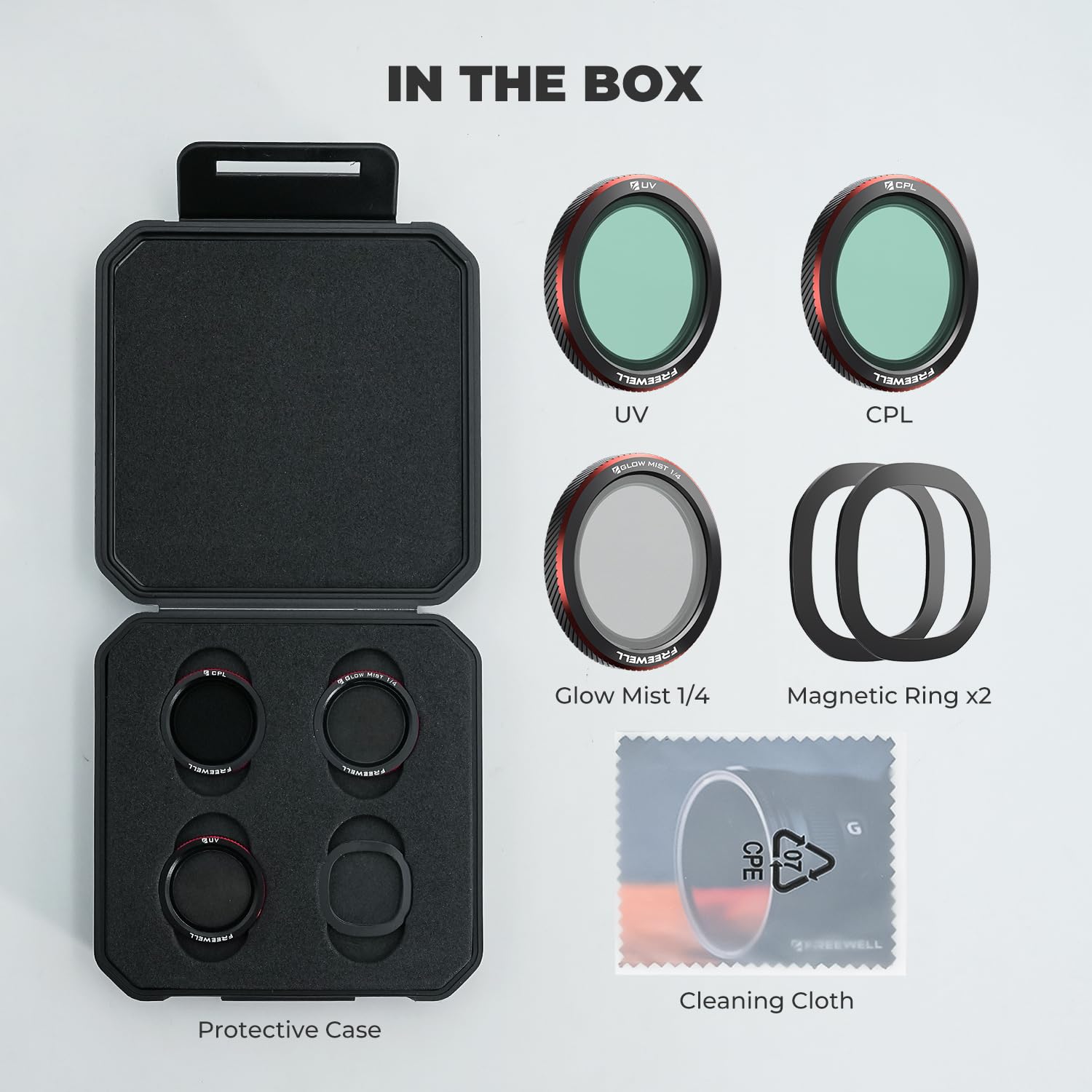 Freewell Lot de 3 filtres magnétiques pour DJI Neo 2 | CPL pour réduire l'éblouissement, UV pour la Protection de l'objectif, et Brume phosphorescente Noire 1/4 pour Les Effets