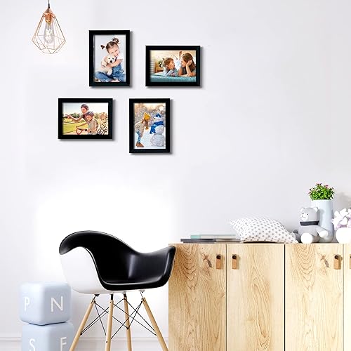 Vista 117 de KINLINK Juego de 2 portarretratos de 6 x 8 pulgadas, marco de fotos de madera mate de 4 x 6 pulgadas con plexiglás para 4 x 6 con paspartú o 6 x 8