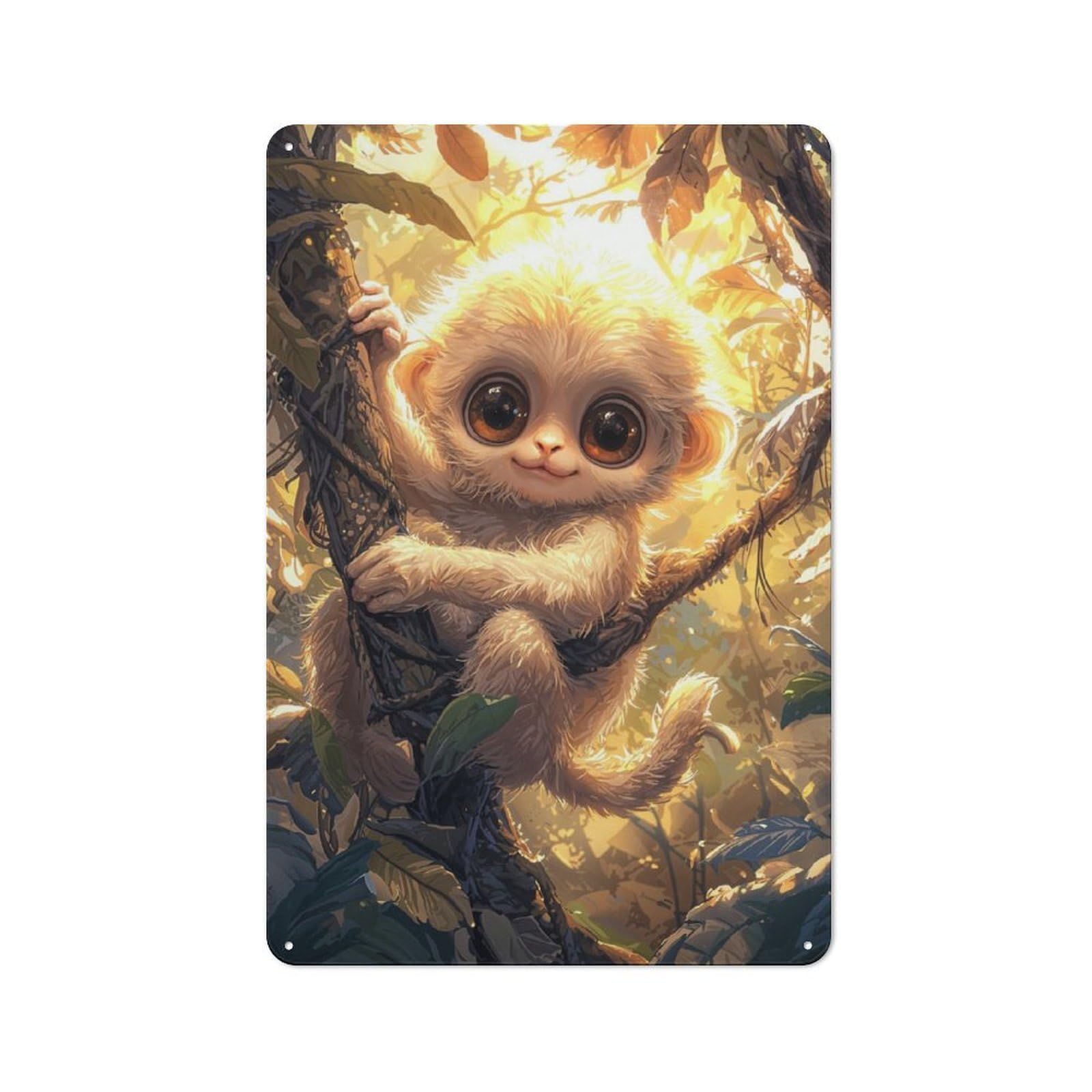 Junmoney Cute Monkey In Jungle Metal Wall Sign 30X20cm Featuring For Bar Or Restaurant, For Bar Decor Enthusiasts