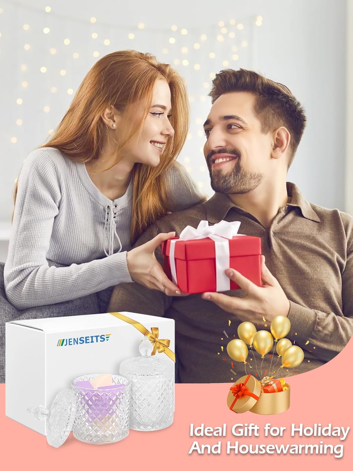 Jenseits 2-Pack Crystal Apothecary Jars with Lid, Cotton Ball Holders and Qtip Holder for Home Decor - Image 7