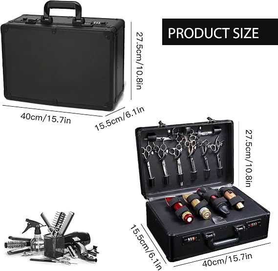 Barber Case Portable Barber Carrying Cases for Clippers and Supplies Double Layer Large Barbers Travel Tools Carry Organizer Box Professional Barber Kit Storage Case(black)