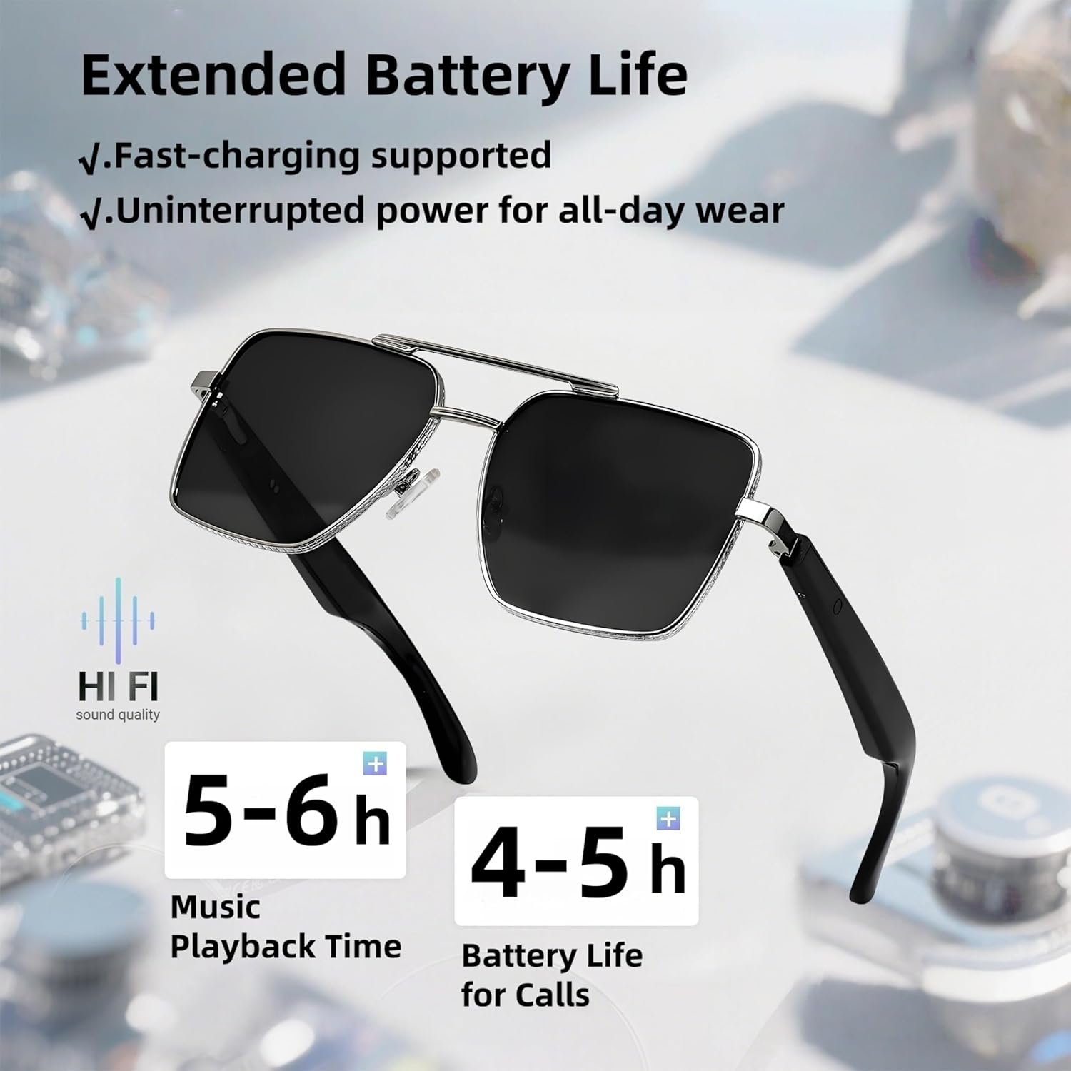 otinsile Pilot Smart Glasses GT30 battery life details