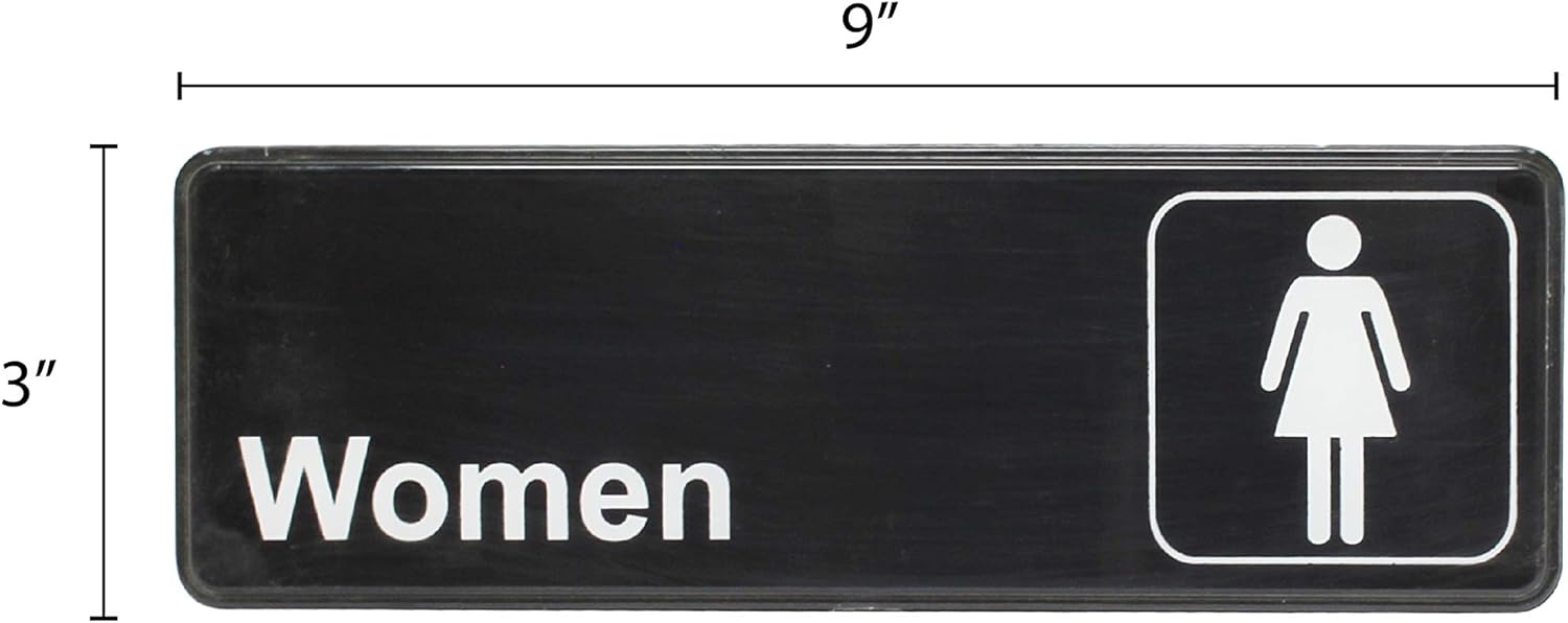 Thunder Group PLIS9314BK "Women" Information Sign with Symbols, 9 by 3-Inch