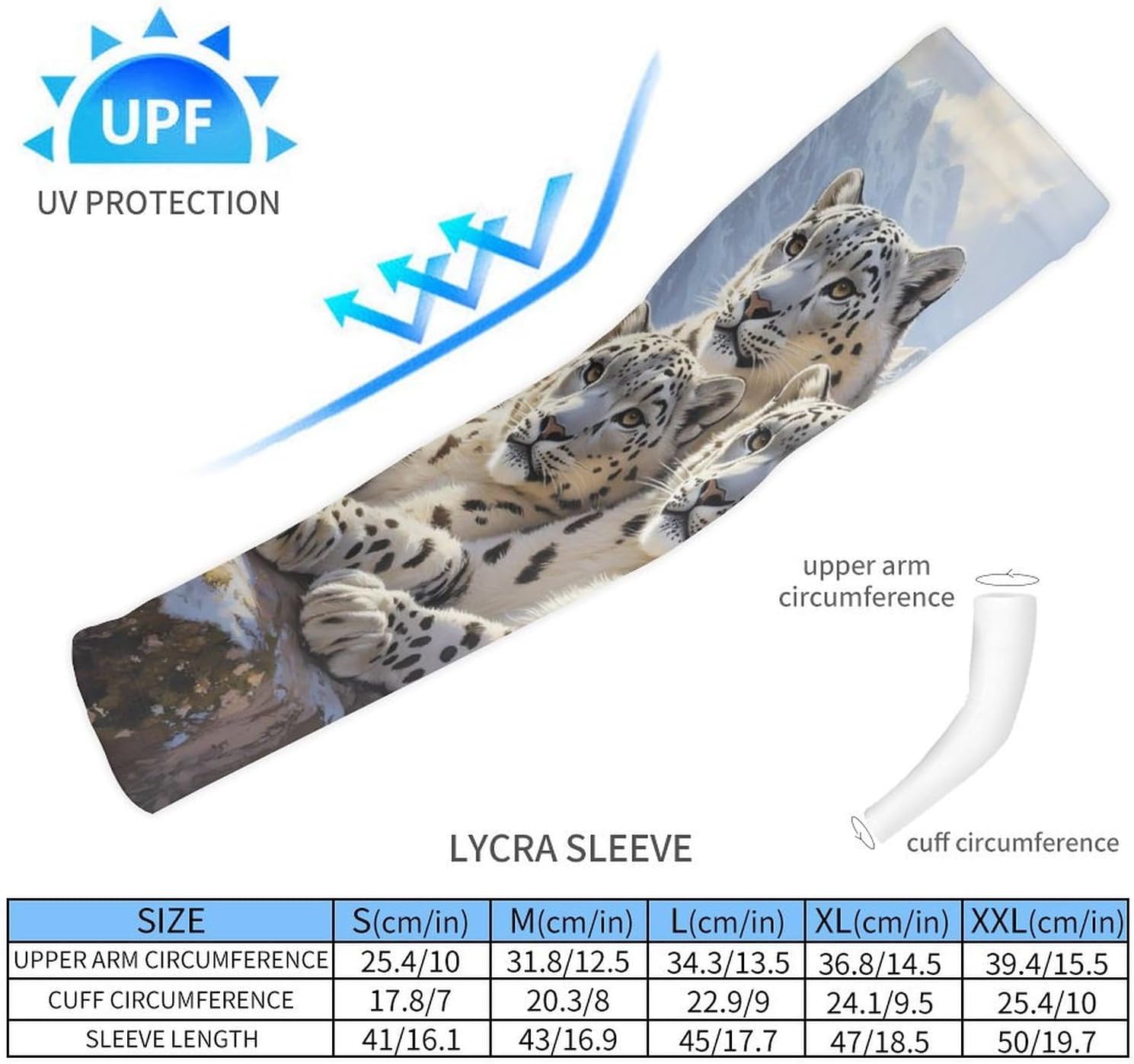 Snowy Leopard Family Arm Sleeves Sun Protection Sleeves Sports Cooling Arm Compression Sleeve for Men Women