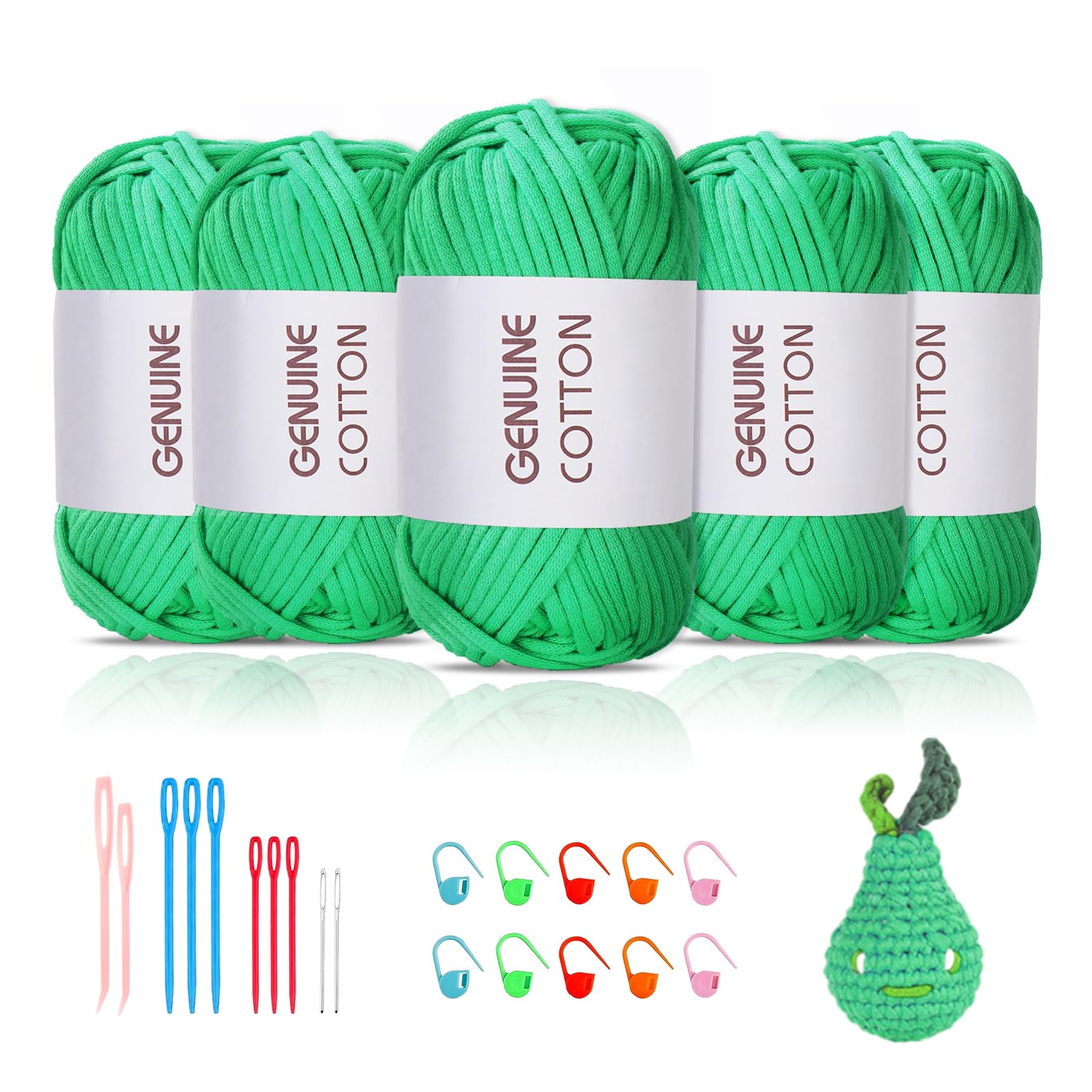 Maxee 5X50g Dickes Garn Baumwolle zum Häkeln, Chunky Häkelgarn für Anfänger, Kein Geteiltes Häkeln Amigurumi Wolle, Klobiges Baumwollgarn Einfaches Strickgarn zum Häkeln Stricke