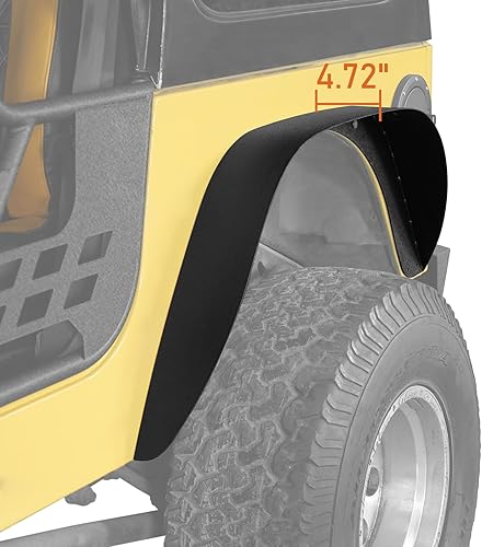 Miniatura 5 de Hooke Road Wrangler TJ - Juego de 4 guardabarros planos, delanteros y traseros de acero para Jeep Wrangler TJ 1997-2006