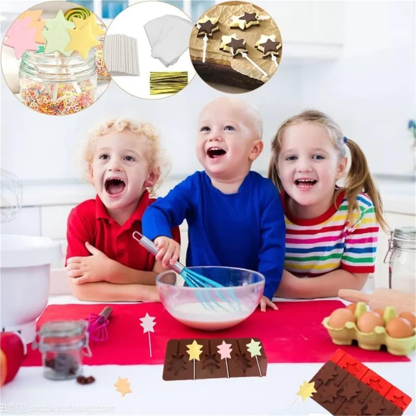 7 pezzi di stampo in silicone rotondo a forma fiore carino for lecca-lecca, caramelle, cioccolato, sapone, teglia Per La Produzione Del Cioccolato