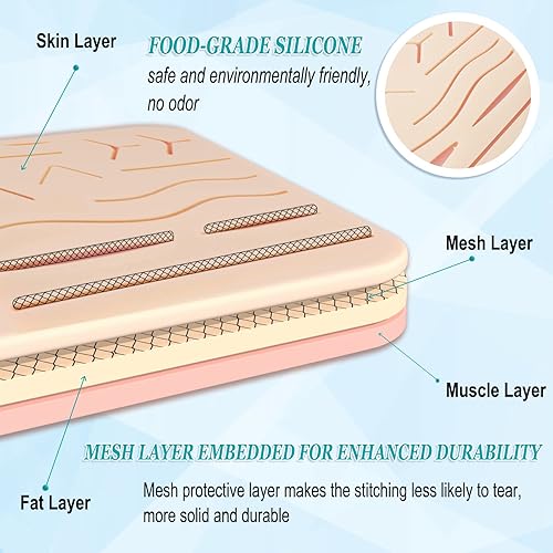 Miniatura 14 de Kit de práctica de sutura para estudiantes de medicina, almohadilla de silicona para cirugía, cierre de heridas, suministros para veterinarios