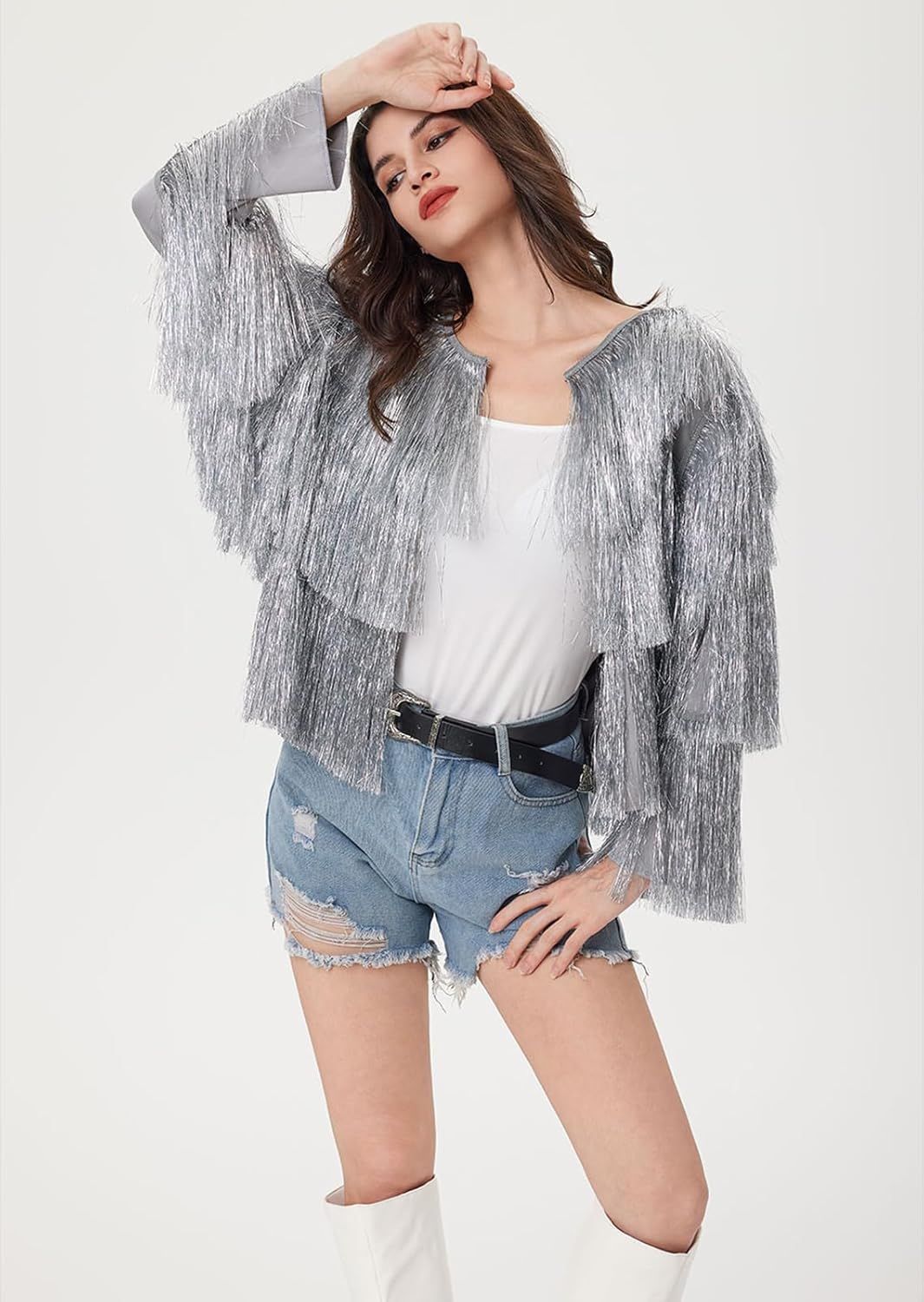 Women's Sequin Long Sleeves Zipper Jacket Coat Pilot Jacket Festival Carnival Glitter Jackets