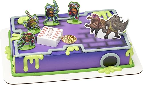 DecoSet Teenage Mutant Ninja Turtles Pizza Power Cake Topper, decoración de pastel de 6 piezas con figuras de tortuga, foto de pastel y lanzador de disponible en Yaxa Peru