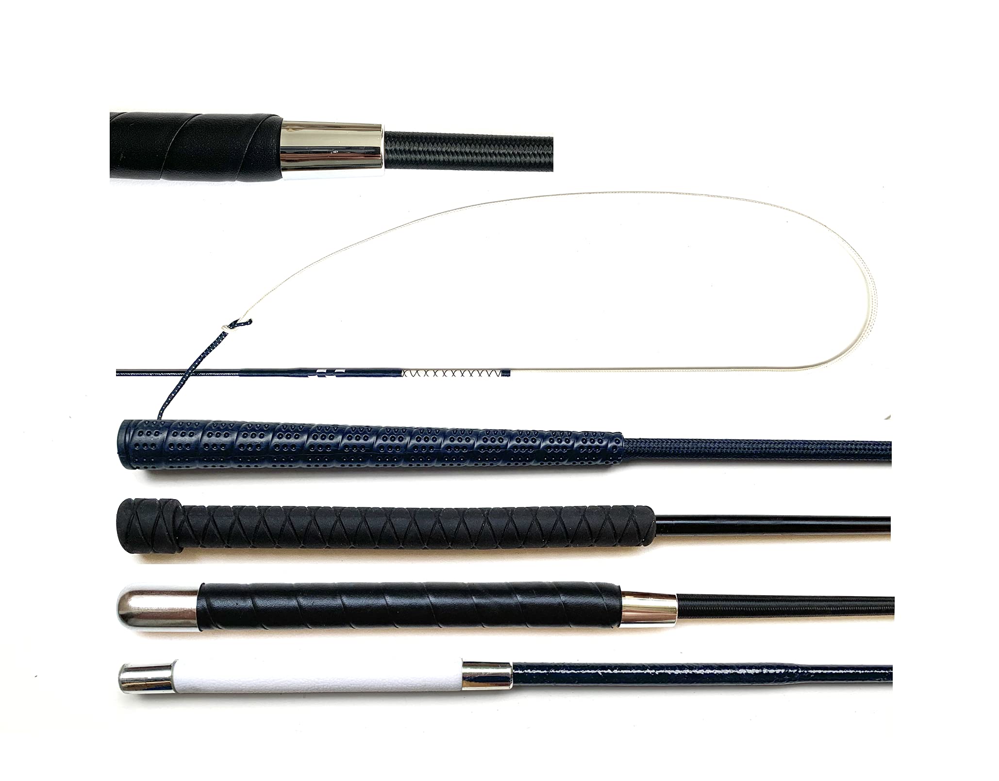 JA0039 Touchiergerte Bodenarbeitsgerte Bogenpeitsche Fahrpeitsche Pony shetty 110/120 cm (120 cm, 3. Kunstleder - Nylon)