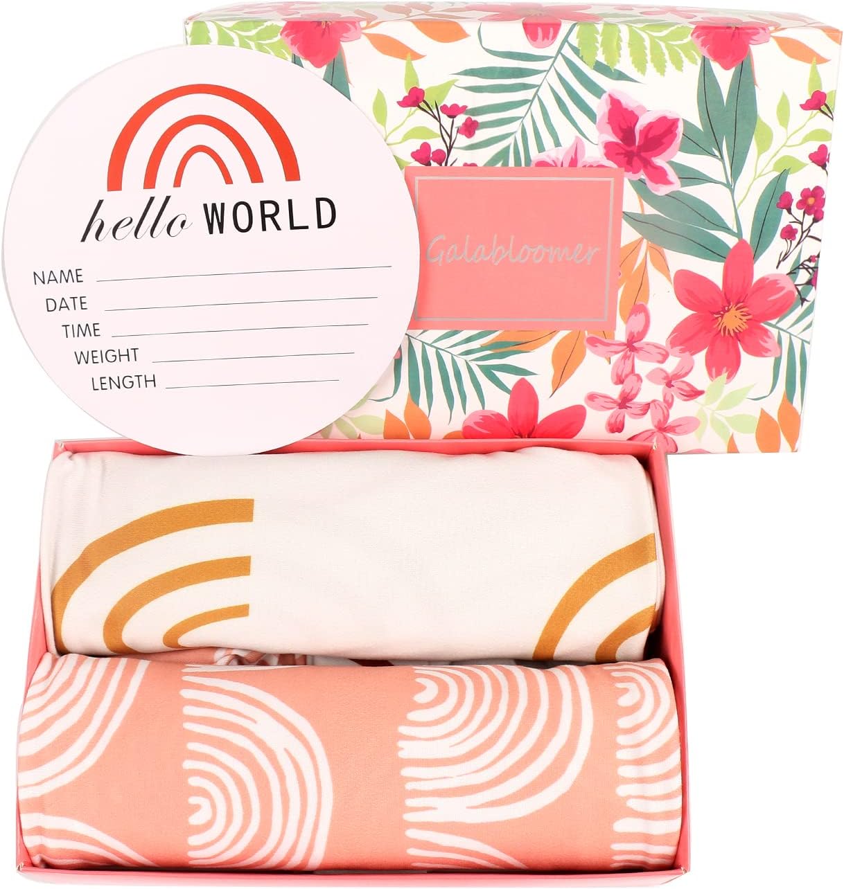 Galabloomer Newborn Swaddle Blanket with Beanie Set Baby Boy Receiving Blanket