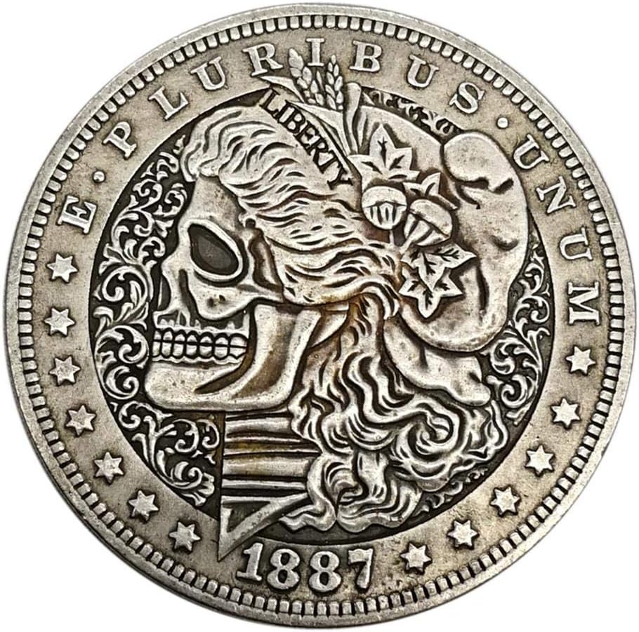 Commemorative Coin Morgan US Dollars, 1887 American Morgan Dollar Old Plated Coin Collecting, USA Old Morgan Dollar