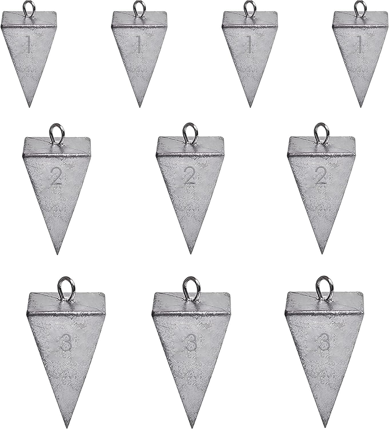 THE WHITE SHOP 10 PCS fishing weights sinkers, 1oz 2oz 3oz Pyramid Sinkers Fishing Weights Fishing Sinker, Saltwater Fishing Weights Sinkers for Saltwater Surf Fishing Gear Tackle