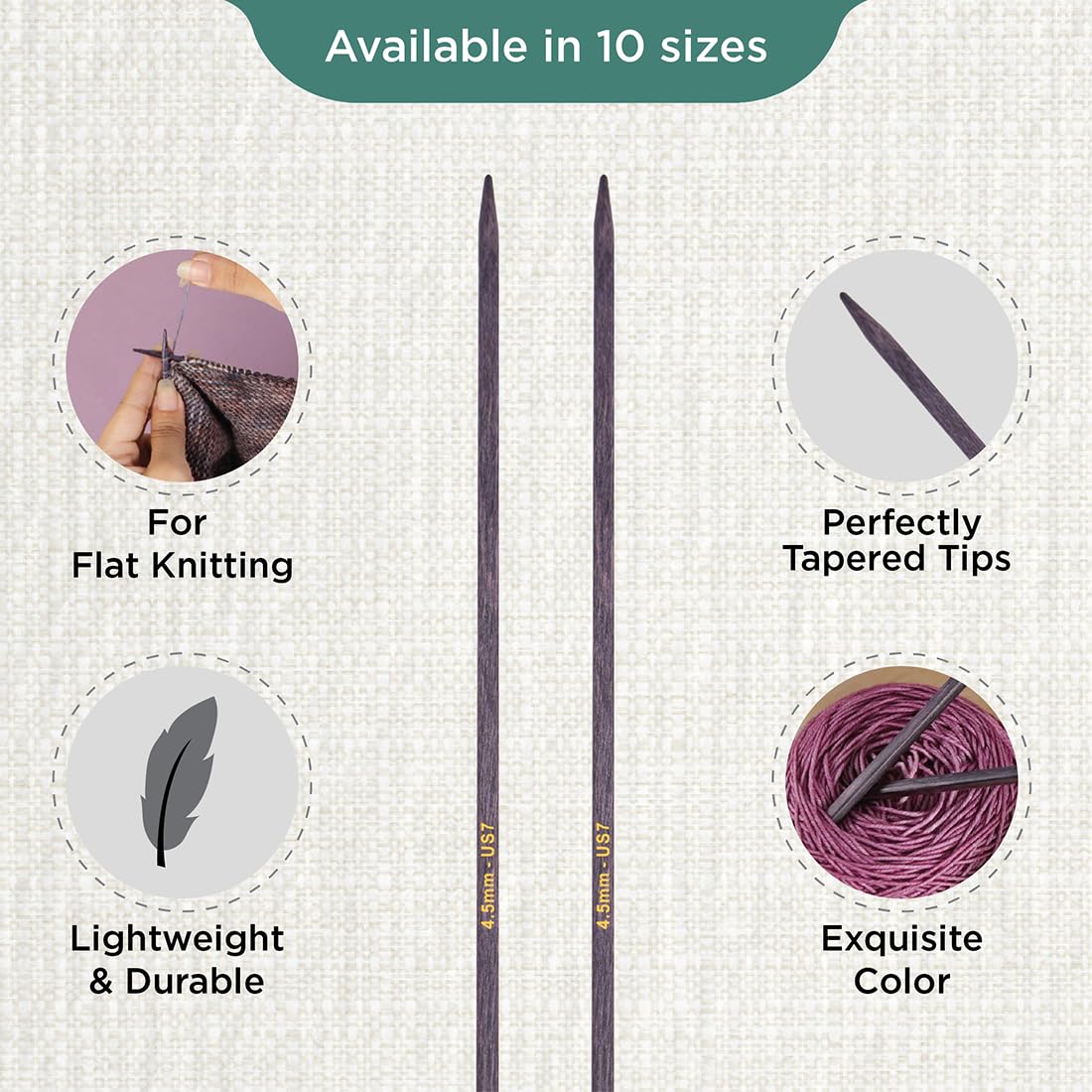 KnitPro J’Adore Cubics Single Pointed Needles 12" (30cm), Lavender, 4.50mm - Image 3