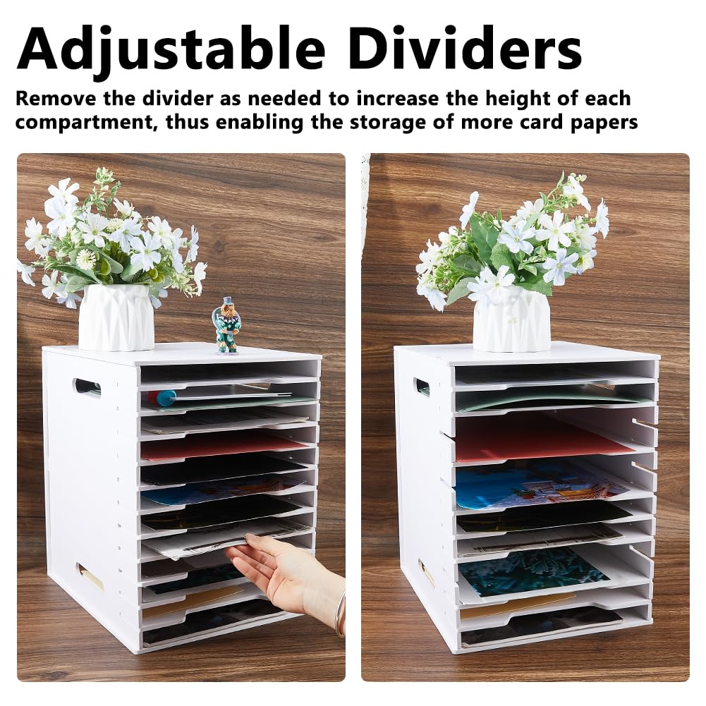 DICOSMETIC 12 Fach Scrapbook Papier Organizer Aufbewahrung 29.5x26.3x33.5 cm Weiß Karton Aufbewahrungsregal Stapelbare Papierablagen Halterung Schreibtisch Ordnerregal Für Homeoffice Dekoration