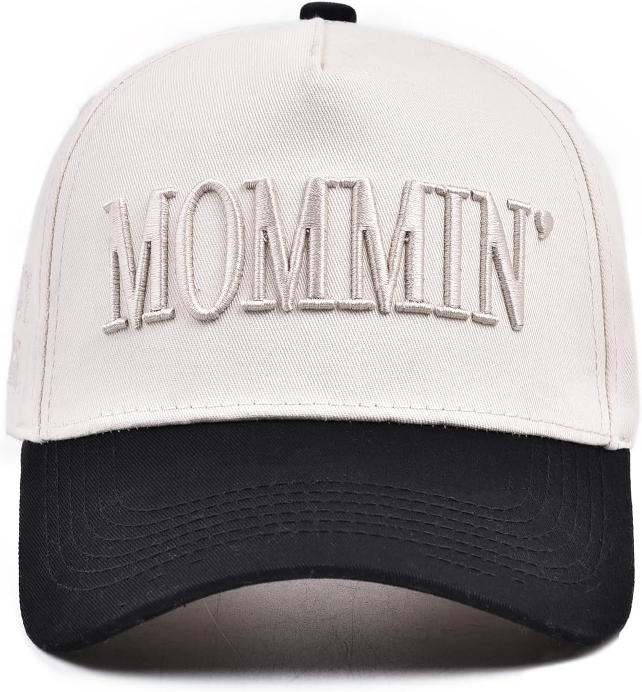 Mommin Trucker Hat | Vintage Two-Tone Women's Baseball Cap,with Mommin Embroidery Ponytail Fit,Outdoor and Daily Use