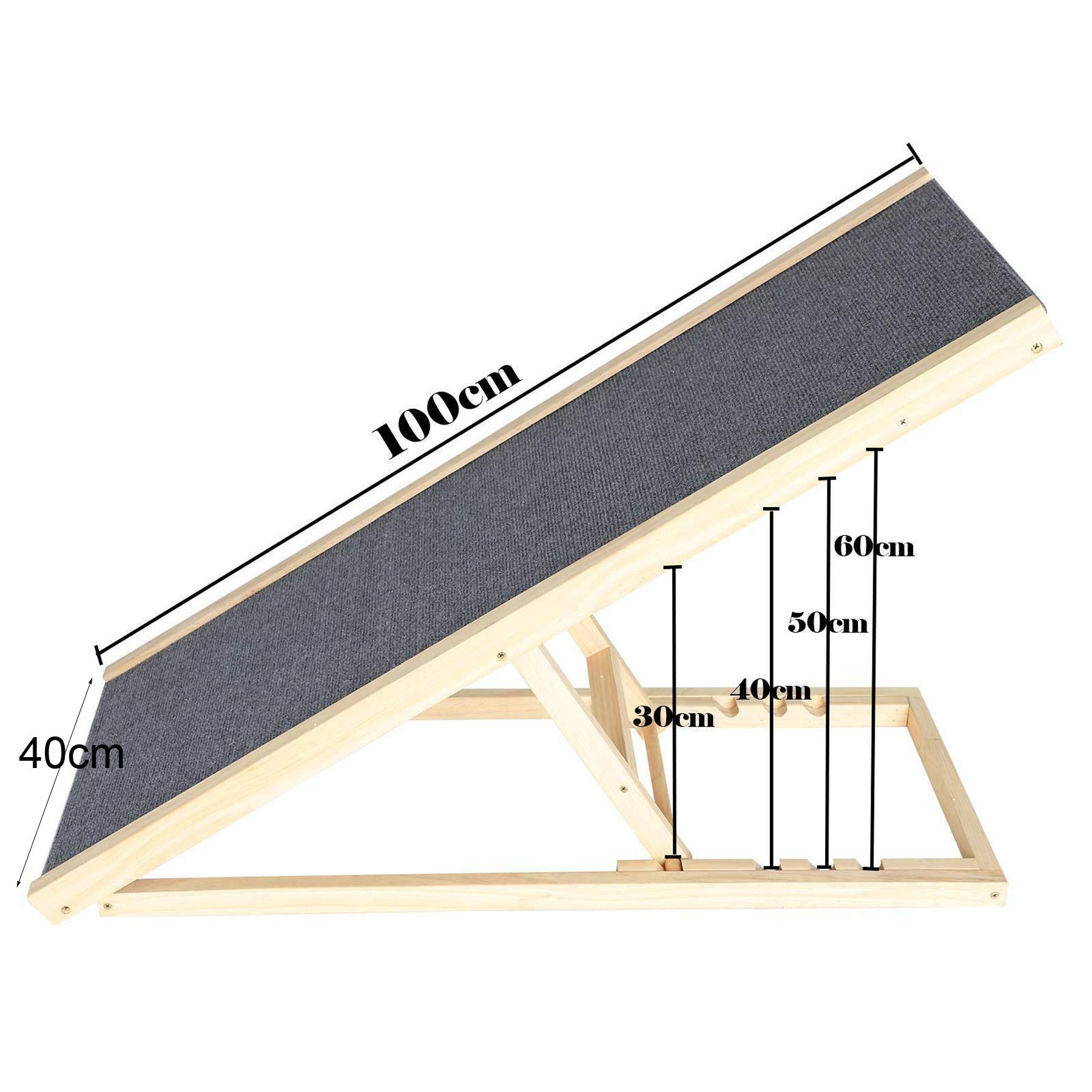Pet Ramp, Solid Wooden Ramp Car Dog Ladder, Adjustable Heights, Non-Slip Carpet, Dog Ramp Dog Ladder Pet Ladder For Small Dogs, Cats, Rabbit, Car
