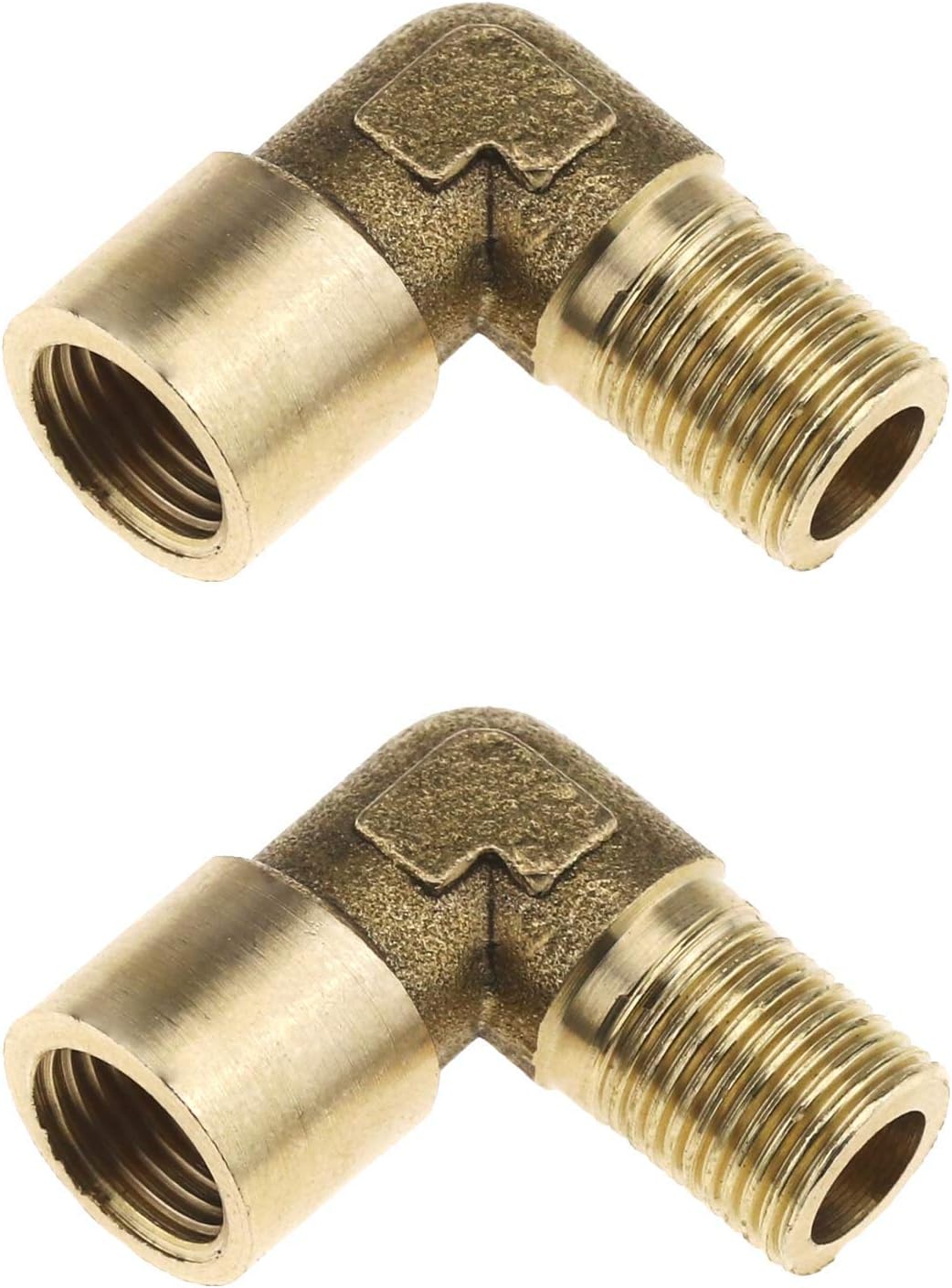 Creative-Idea 2Pcs Air Line Right Angle Connector, 1/8 BSP Male to Female, for Air Water Oil Pipe Hydraulic Compressors - Brass