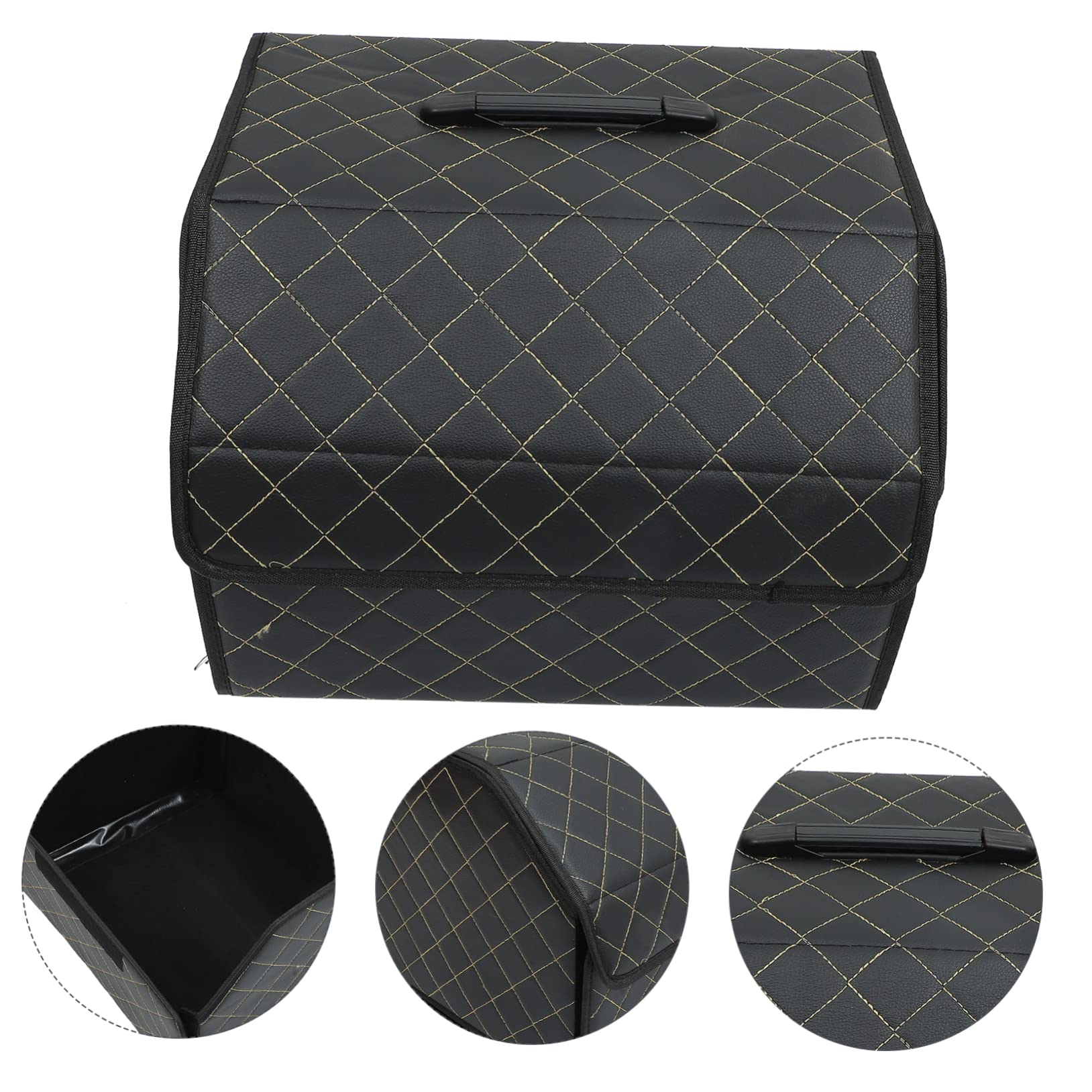 Alipis Scatola Organizer Pieghevole per Bagagliaio Auto in Cuoio Nero