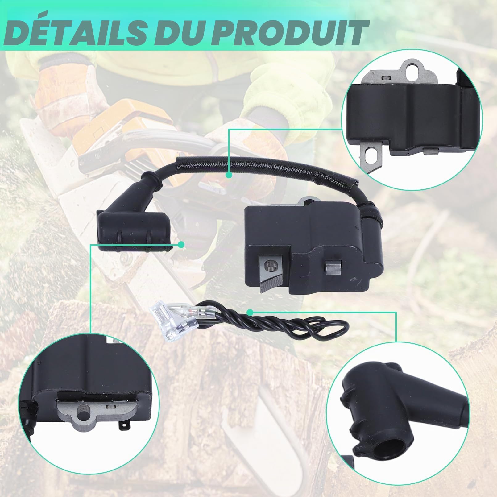 Adefol Module de Bobine D'allumage pour Stihl MS181 MS211 MS211C MS171 Tronçonneuse Trimmer Pièces, Série de Pièces de Rechange avec Bougie D'allumage 1139 400 1307