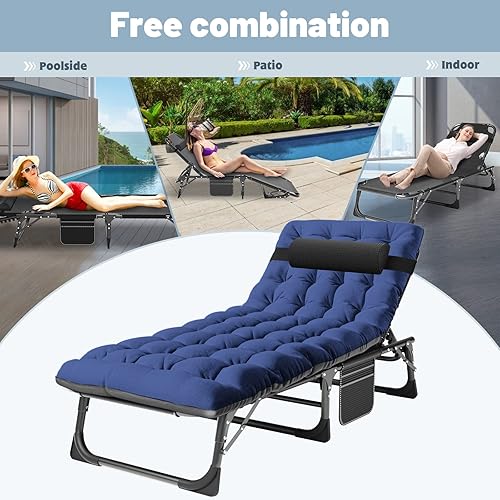 Miniatura 5 de Slsy Tumbonas plegables para patio, sillas de patio reclinables para exteriores, sillas de patio resistentes para bronceado, junto a la piscina,