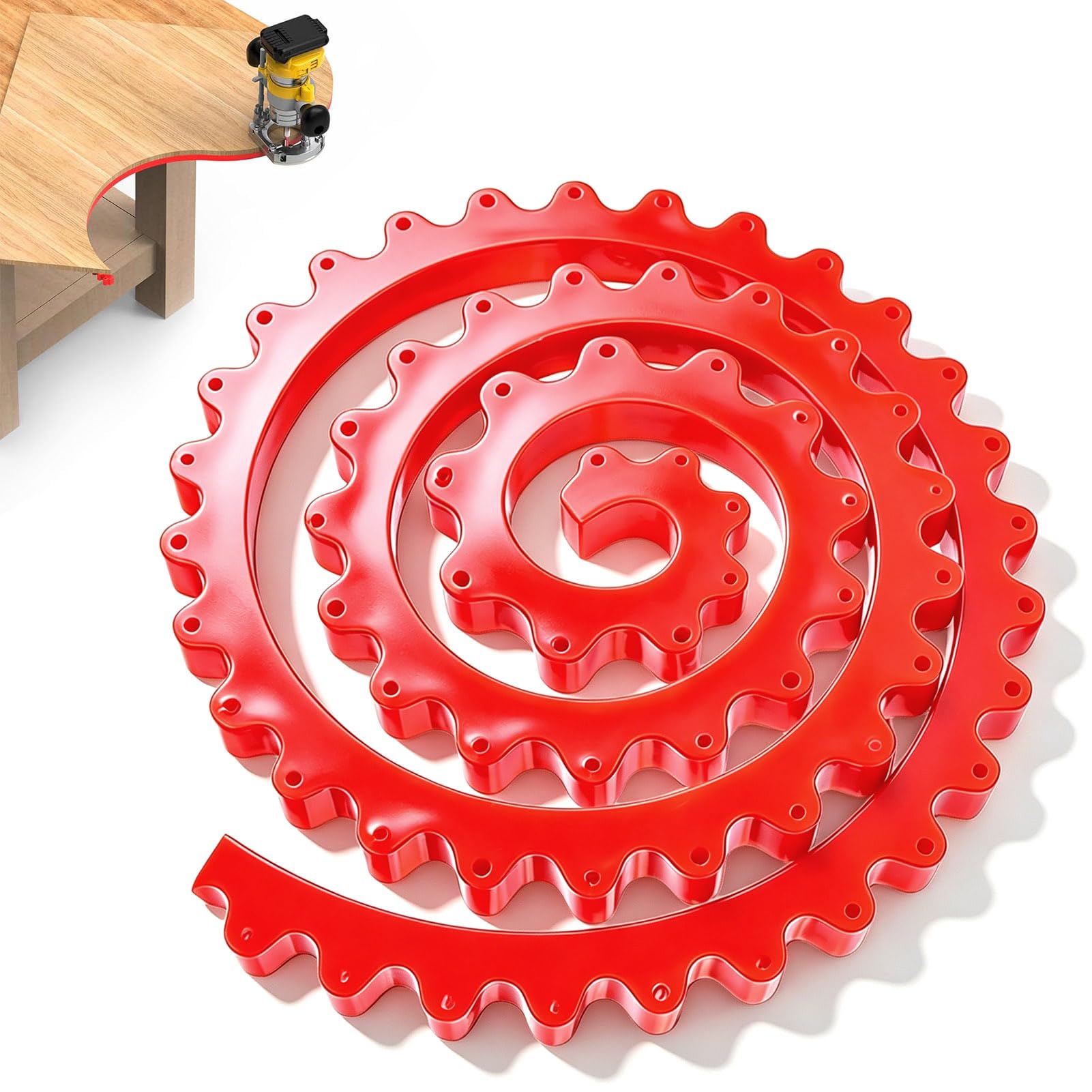2M/78.74In Woodworking Profiling Strip Flexible Curve Template, Red Woodworking Profile Guide Multi-Point Fixing Chain Driven Contour Tool for Shape Transfer (Red, 2M)